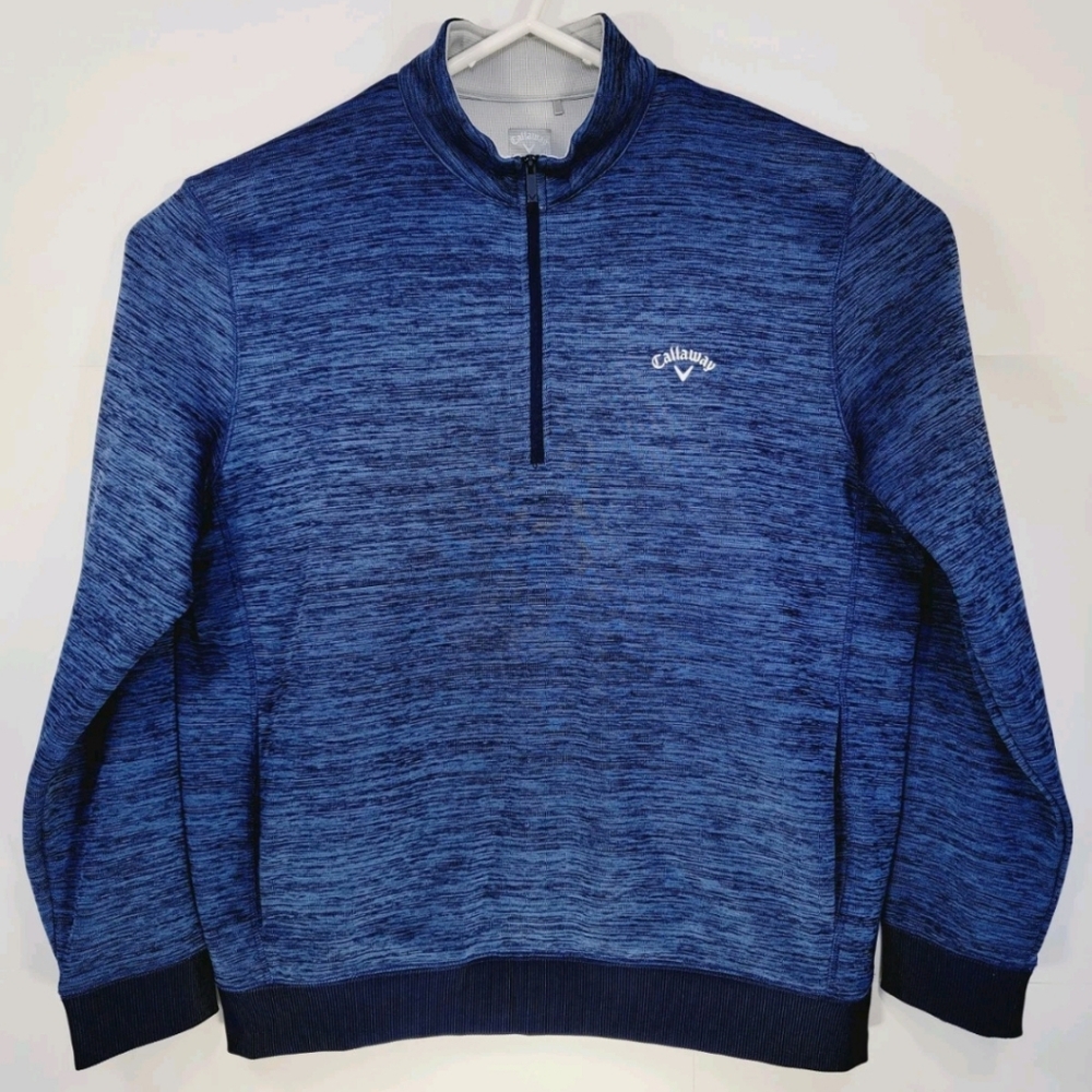 Callaway Weather Series Mens XL 1/4 Zip Sweater Pullover Pockets Blue
